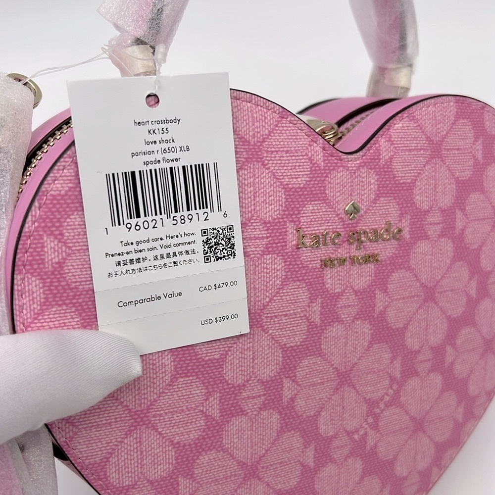 Kate Spade Love Shack Spade Flower Heart Crossbody Parisian Rose - Picture 8 of 14